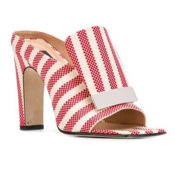Sergio Rossi Shoes - Sergio Rossi | PORTOFINO STRIPED JACQUARD SABOT MULES